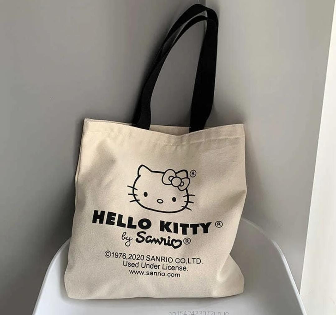 Senrio Hello kitty White Shoulder Canvas zipper Cute Female Tote Bag - S4769884 Senrio Hello kitty White Shoulder Canvas zipper Cute Female Tote Bag - S4769884