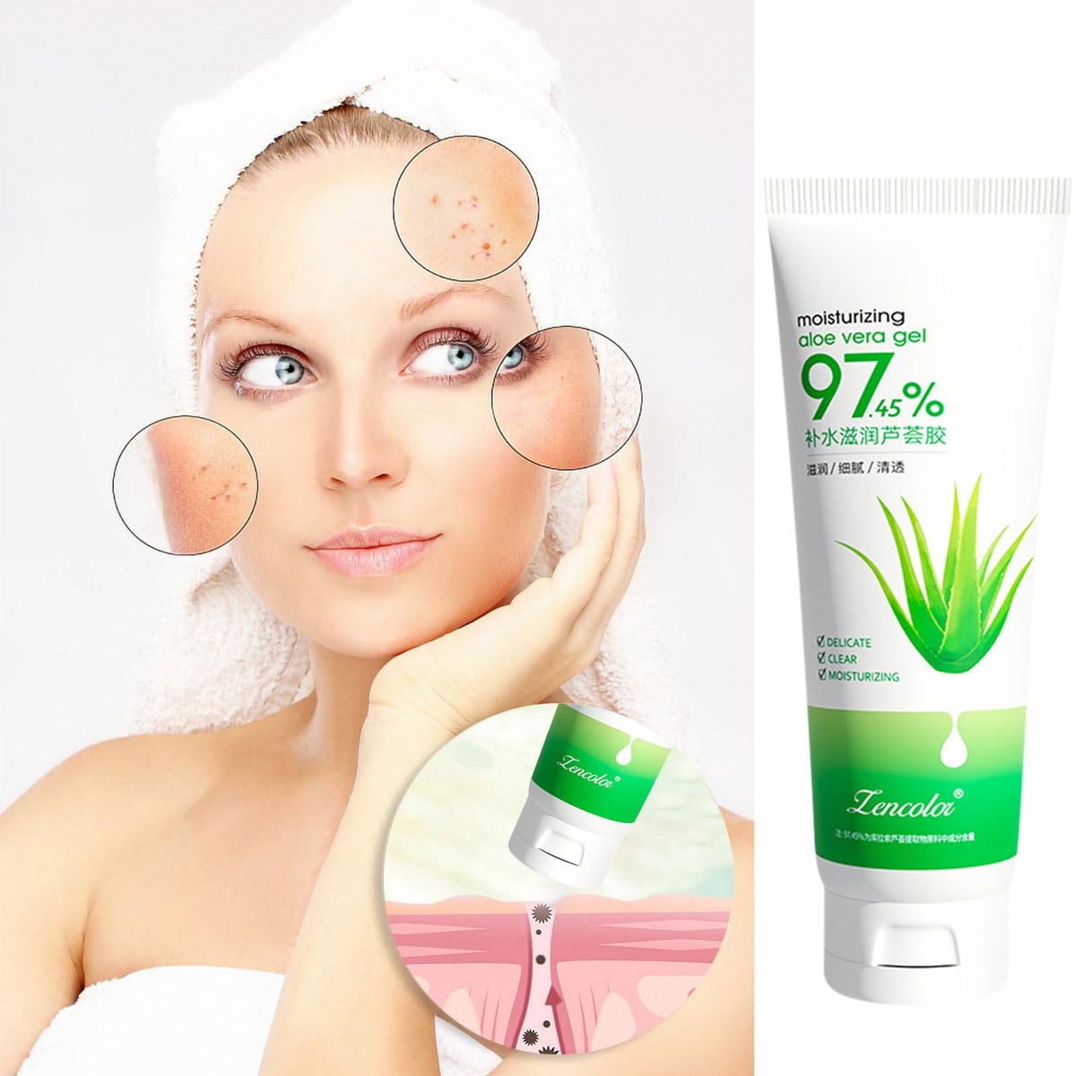 aloe vera for skin whitening Lencolor Aloe Vera Gel Moisturizing Soothing Gel Cream 100g For Sunbur