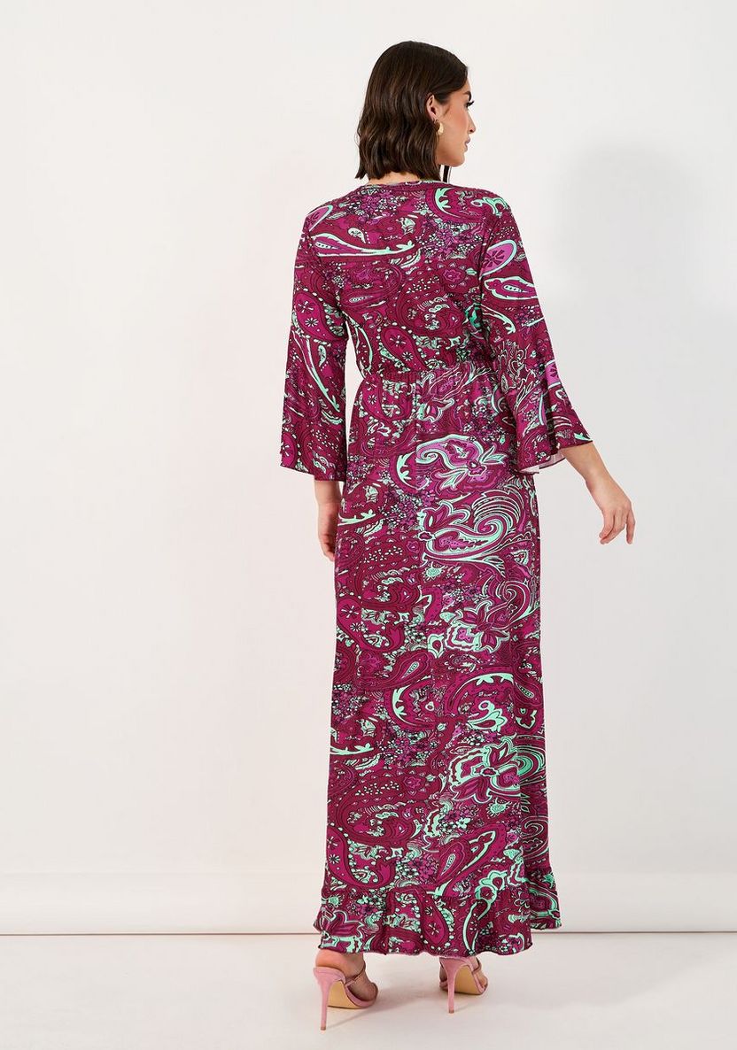 Styli Paisley Print Bell Sleeves A-Line Maxi Dress TS2345 Styli Paisley Print Bell Sleeves A-Line Maxi Dress TS2345