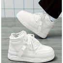 Men's White Leather High Top Sneakers with Thick Platform for Height Increase   131122 - TUZZUT Qatar Online Shopping
