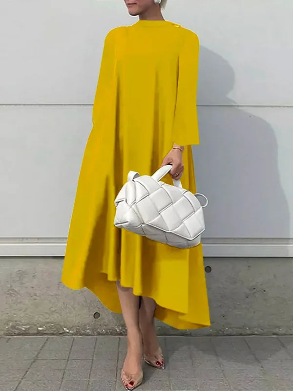 Casual Long Sleeves High-Low Solid Color Maxi Dresses 110617 Casual Long Sleeves High-Low Solid Color Maxi Dresses 110617