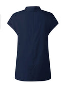 Solid Color Stand Collar Cap-Sleeve Shirts M 84523 - TUZZUT Qatar Online Shopping