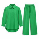 Button-Front Shirt & Wide-Leg Drawstring Trousers Set MC-A46