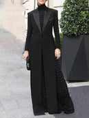 Long Sleeves Split-Joint Split-Side Notched Collar Blazer Outerwear 125716 - TUZZUT Qatar Online Shopping