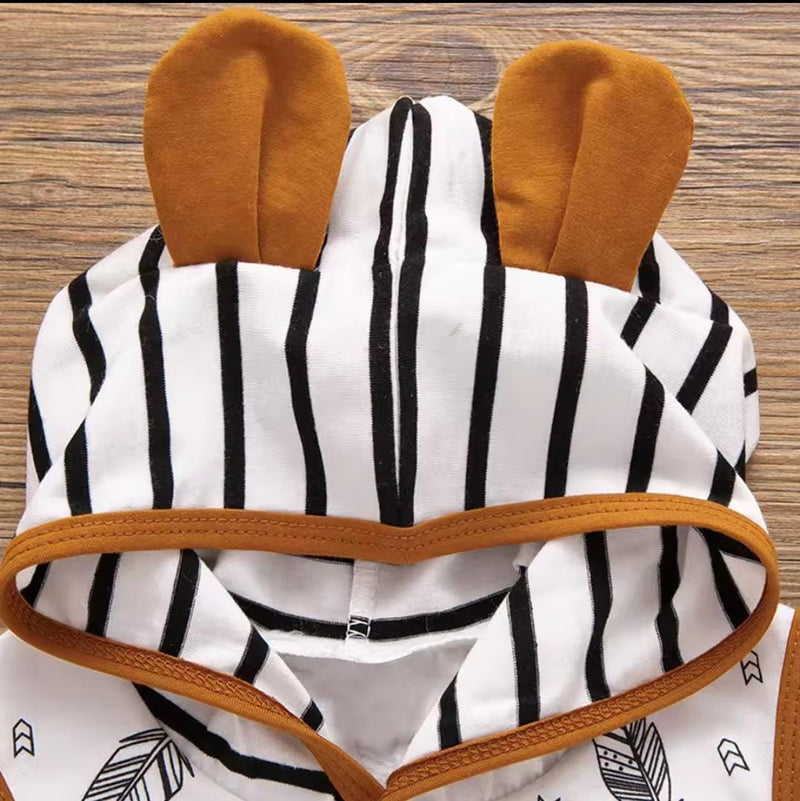 Newborn Baby Hooded T Shirt Tops Striped Shorts Pants   1645751 - TUZZUT Qatar Online Shopping