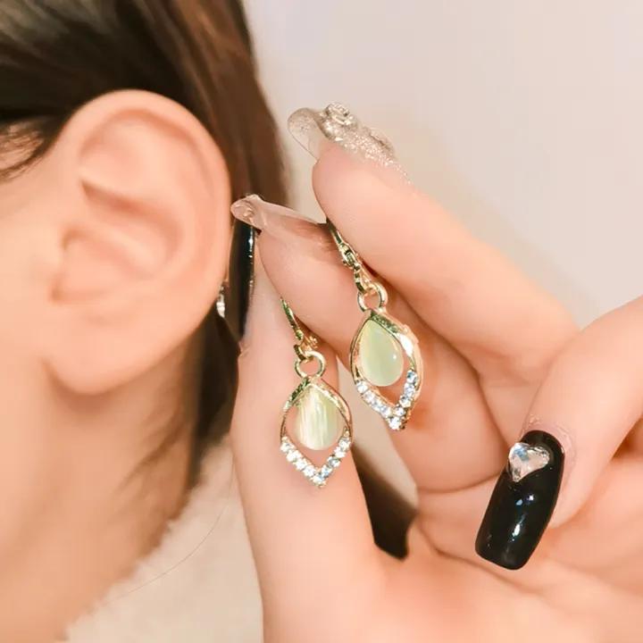 Fashion Personality Opal Dangle Earrings Women's Trendy Temperament Water Drop Earring Wedding Jewelry Birthday Gifts B-279456 - TUZZUT Qatar Online Shopping