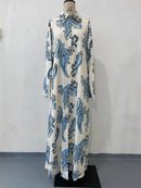 Women's Fashionable Summer Print Long Sleeve Loose Dress   B-291344 - TUZZUT Qatar Online Shopping