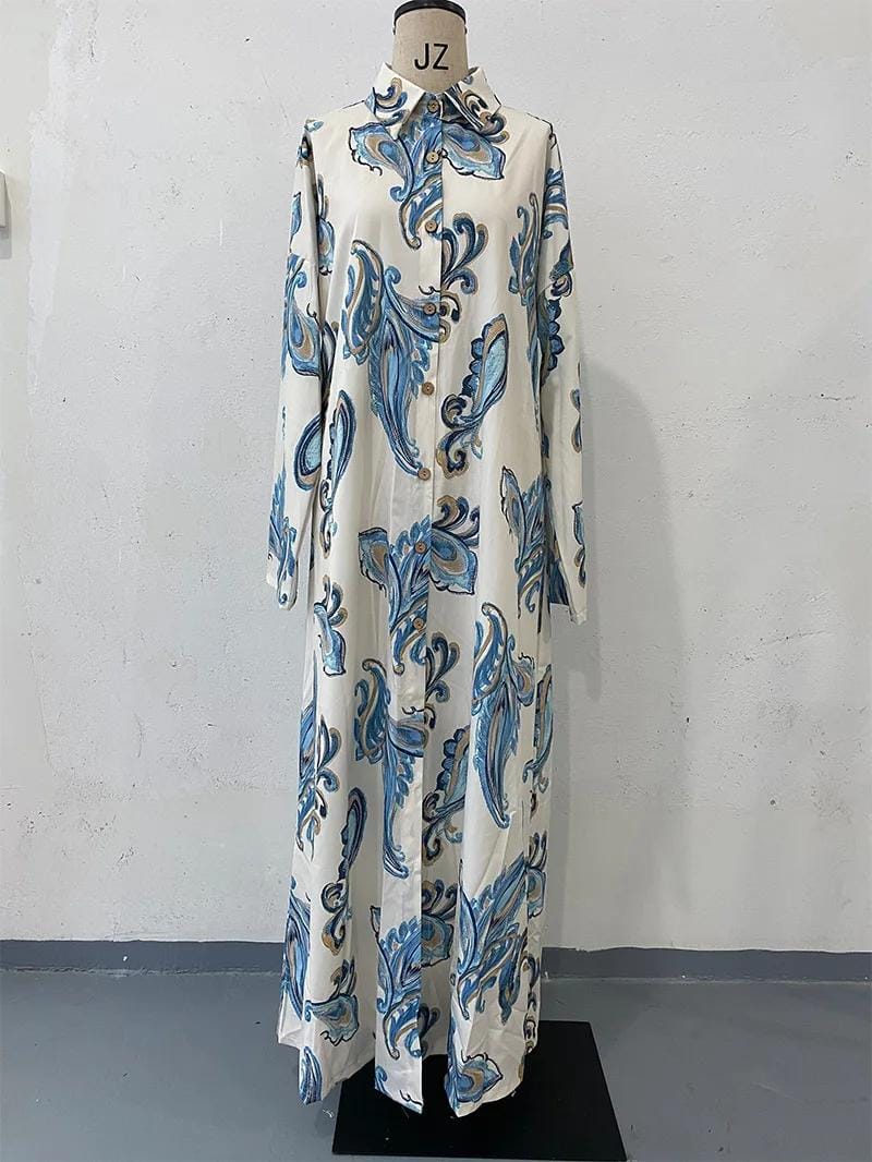 Women's Fashionable Summer Print Long Sleeve Loose Dress B-291344 Women's Fashionable Summer Print Long Sleeve Loose Dress B-291344