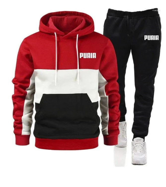 Men's Tracksuit Set: Fashion Stripe Hoodie & Sweatpants  137038 - TUZZUT Qatar Online Shopping