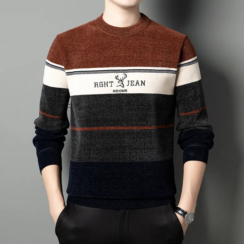 Men's Plush Fleece Sweater Brown 173702 - TUZZUT Qatar Online Shopping