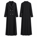 Black Double-Breasted Long Coat Dress with Silver-Tone Buttons MC-A17