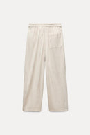 Women Pants High Waist Pants Regular Fit Wide Leg Drawstring Waistband   S3115608 - TUZZUT Qatar Online Shopping