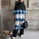 New Casual Printing Loose Half High Collar Sportswear Women Set L-XL 070187097 - Tuzzut.com Qatar Online Shopping