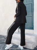 Women's Side-Stripe Decorated Long Sleeve Blazer and Pants Two-Piece Suit Set 179611 - TUZZUT Qatar Online Shopping