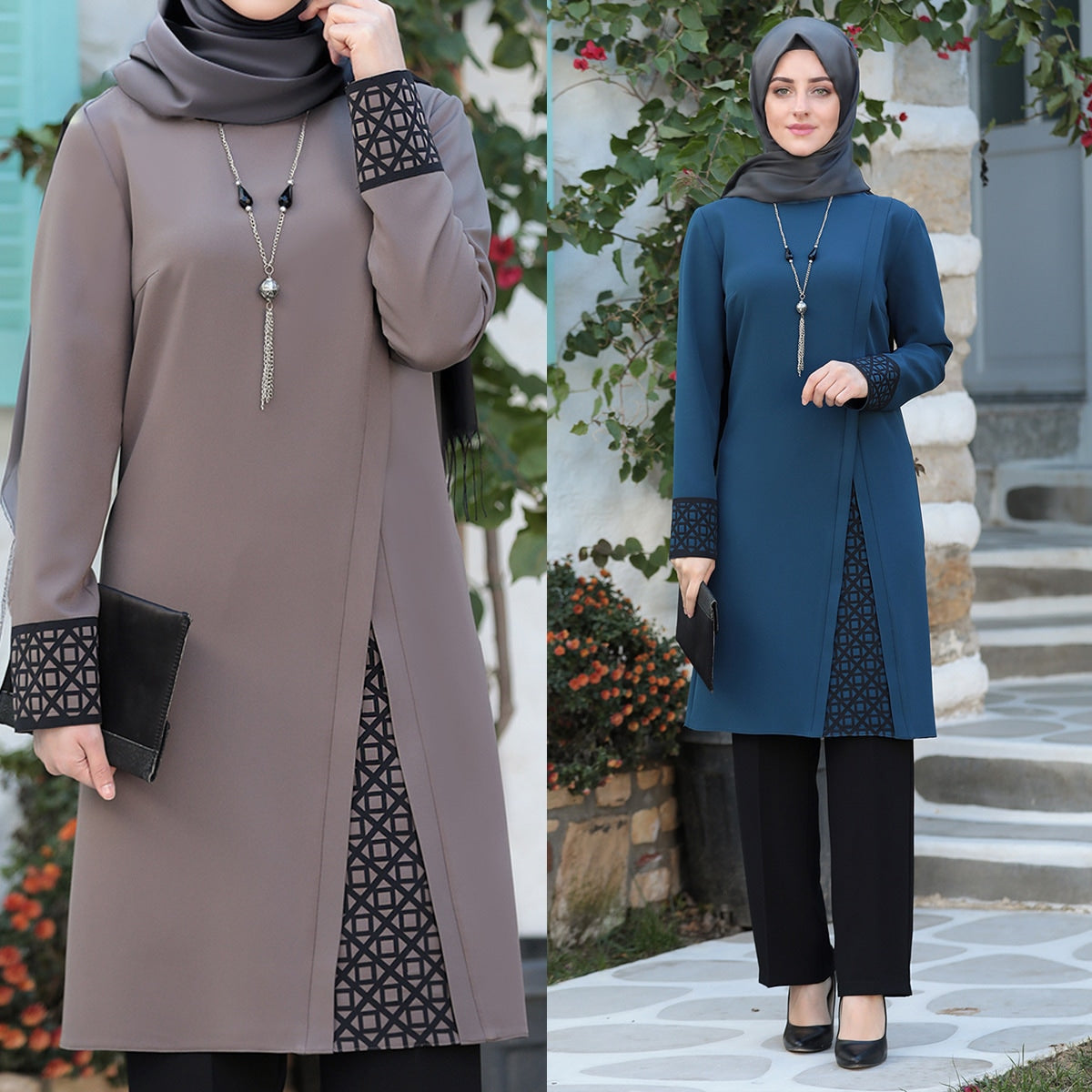 2 Pcs Women's Long Sleeve Solid Color Arabian Set L 445637 2 Pcs Women's Long Sleeve Solid Color Arabian Set L 445637
