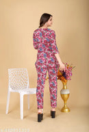 Women's Beautiful Delta Cotton Mix Fabric Printed Night suit Co-Ord Set - VKT300 - TUZZUT Qatar Online Shopping