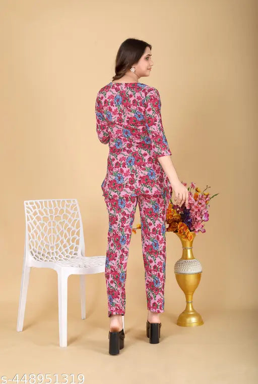 Women's Beautiful Delta Cotton Mix Fabric Printed Night suit Co-Ord Set - VKT300 Women's Beautiful Delta Cotton Mix Fabric Printed Night suit Co-Ord Set - VKT300