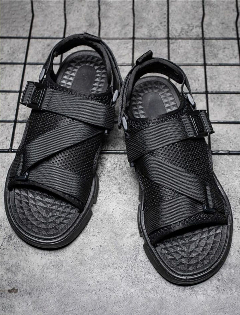Men's Letter Print Sandals with Buckle Decor MF00801 - TUZZUT Qatar Online Shopping