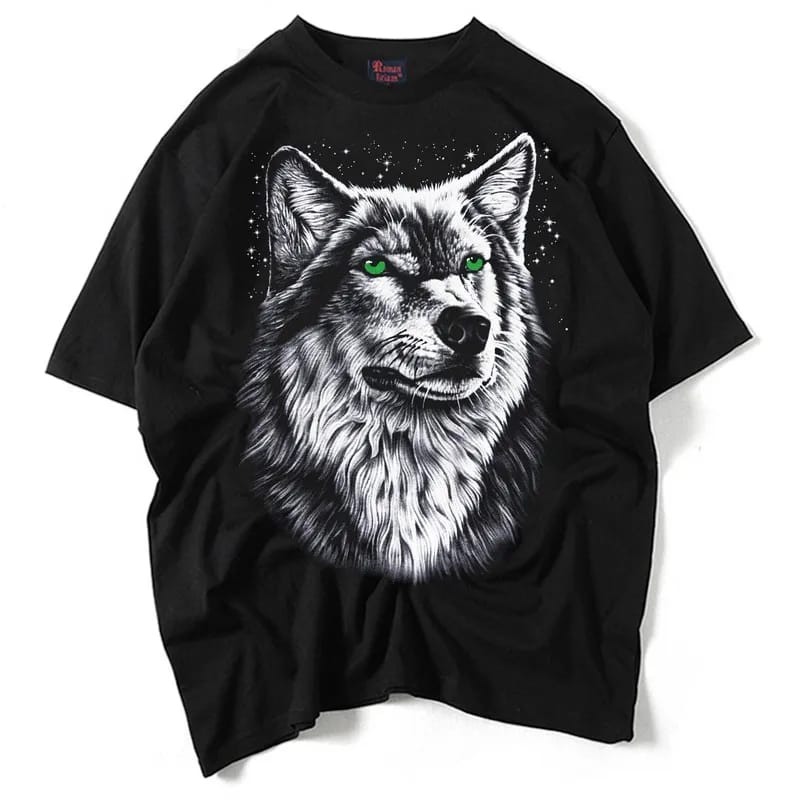 New Fashion green eyes wolf Brand T shirt Men/Women Summer 3d Tshirt cotton Wolf print T shirts Tops Tees S4444291