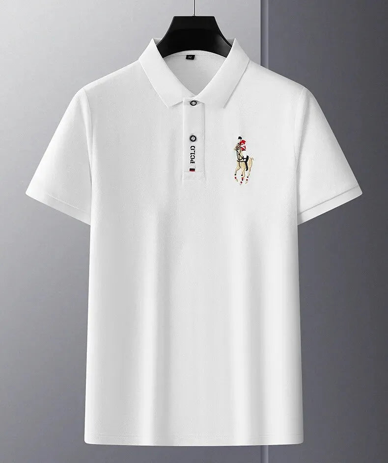 Men's Cotton Embroidered Business Short Sleeve POLO Shirt FT8890 - TUZZUT Qatar Online Shopping