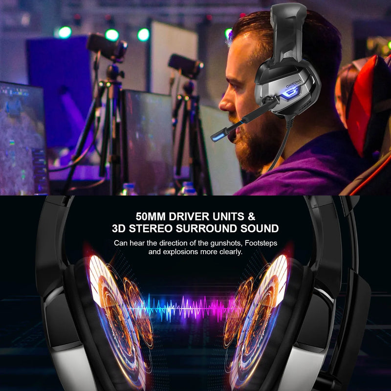 Onikuma K5 Gaming Headset  with Microphone, 7.1 Surround Sound, Noise Canceling for PS4, Xbox One, Laptop, PC - Tuzzut.com Qatar Online Shopping