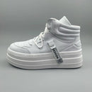 Men's White Leather High Top Sneakers with Thick Platform for Height Increase   131122 - TUZZUT Qatar Online Shopping