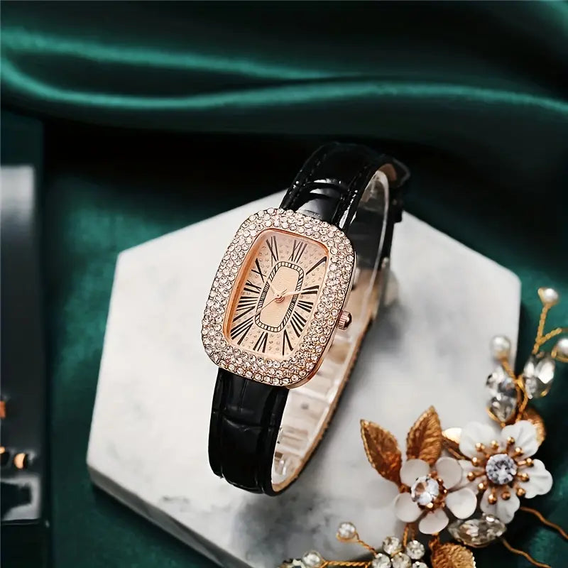 high quality fashion luxury Full diamond Oval Ladies belt Quartz Watch Student girls dress Clock Roman vintage  S4616705 - Tuzzut.com Qatar Online Shopping