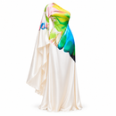 Ivory Multicolour One-Shoulder Cape Sleeve Maxi Dress MC-A1