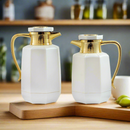 Premium Arabic Coffee Tea Pot Vacuum Flask 2 Pcs Gift Set (1.0L +07L) - White - TUZZUT Qatar Online Shopping