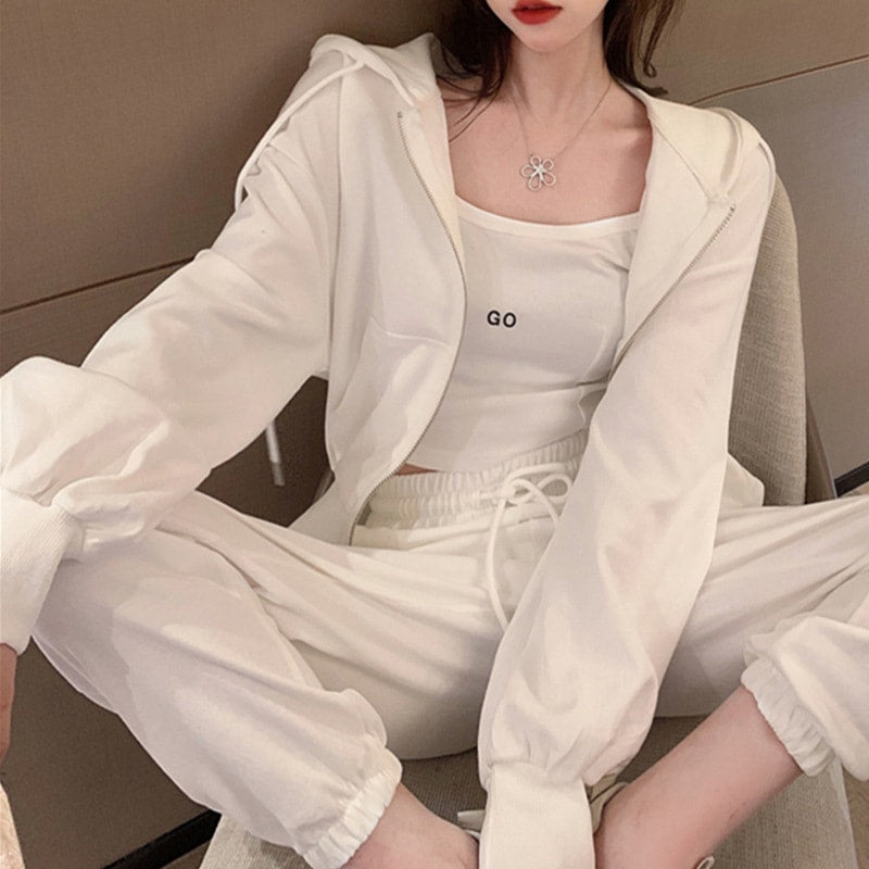 3 Pcs Women's Long Sleeve Letter/Number Pants Set 472737  - M