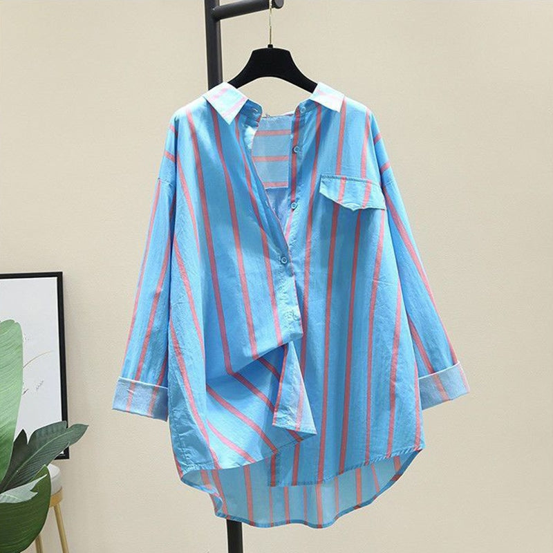 Women's Long Sleeve Colorblock/ Stitching Color Shirts & Blouses 453006