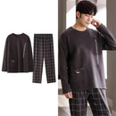 Men Sleepwear Big Minimalist Pijama Autumn Winter New Cotton Man Pajama Long Sleeves Homewear Gentleman Leisure Nightwear M S4503092 - Tuzzut.com Qatar Online Shopping