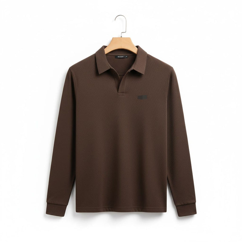 Men's Long Sleeve Slim-fit Tshirt Brown 175527 - TUZZUT Qatar Online Shopping