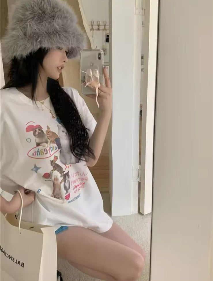 Women's Korean Oversized Casual T-shirt 436411 M - TUZZUT Qatar Online Shopping