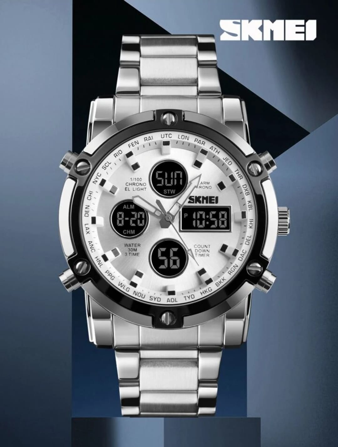 Digital Analog Steel Watch W7529 Digital Analog Steel Watch W7529