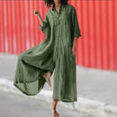 Women Summer Casual Wide Legs Pants Long Romper Jumpsuit   B-313450 - TUZZUT Qatar Online Shopping