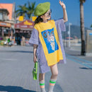 Children Letter Long T-Shirts Summer Tops Short Sleeve Clothing Kids Tees Dress for Girls S4478892 - Tuzzut.com Qatar Online Shopping