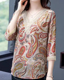 Zanzea Summer Ethnic Floral Printed Blouse Women Bohemian S4646101 - Tuzzut.com Qatar Online Shopping