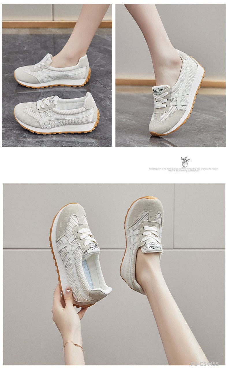 Women's Thick Sole Sneakers Beige PS25 Women's Thick Sole Sneakers Beige PS25