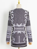 Original Creation Loose Long Sleeves Beads Printed V-Neck Blazer Outerwear 111148 - TUZZUT Qatar Online Shopping