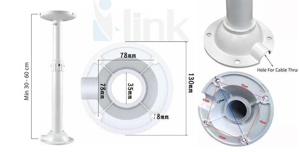 I LINK IL-C211 Dome Camera Pole Ceiling Stand 30-60CM I LINK IL-C211 Dome Camera Pole Ceiling Stand 30-60CM