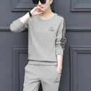 2 Pcs Women's Long Sleeve Striped/Checked/Polkadot/Weave Pants Set 352503 - TUZZUT Qatar Online Shopping