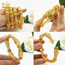 Luxury Gold Plated Bangles 24K Jewelry Engagement For Women Bridal Wedding Bracelets Trend Jewellery Gifts S4851267 - Tuzzut.com Qatar Online Shopping