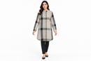 Women’s Beige & Grey Check Button-Front Longline Tunic  S474777637 - 3XL