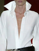 Long Sleeves Loose Floral Solid Color Lapel Blouses 125978 - TUZZUT Qatar Online Shopping