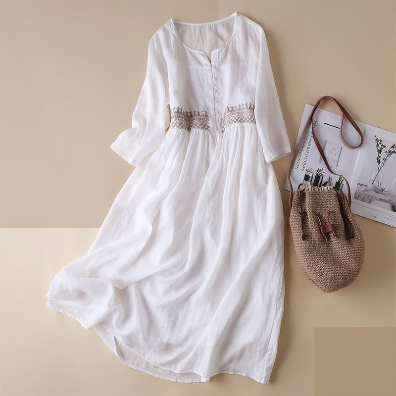 Women Round Neck Wrist Sleeve Vestidos Dress B-113389 Women Round Neck Wrist Sleeve Vestidos Dress B-113389