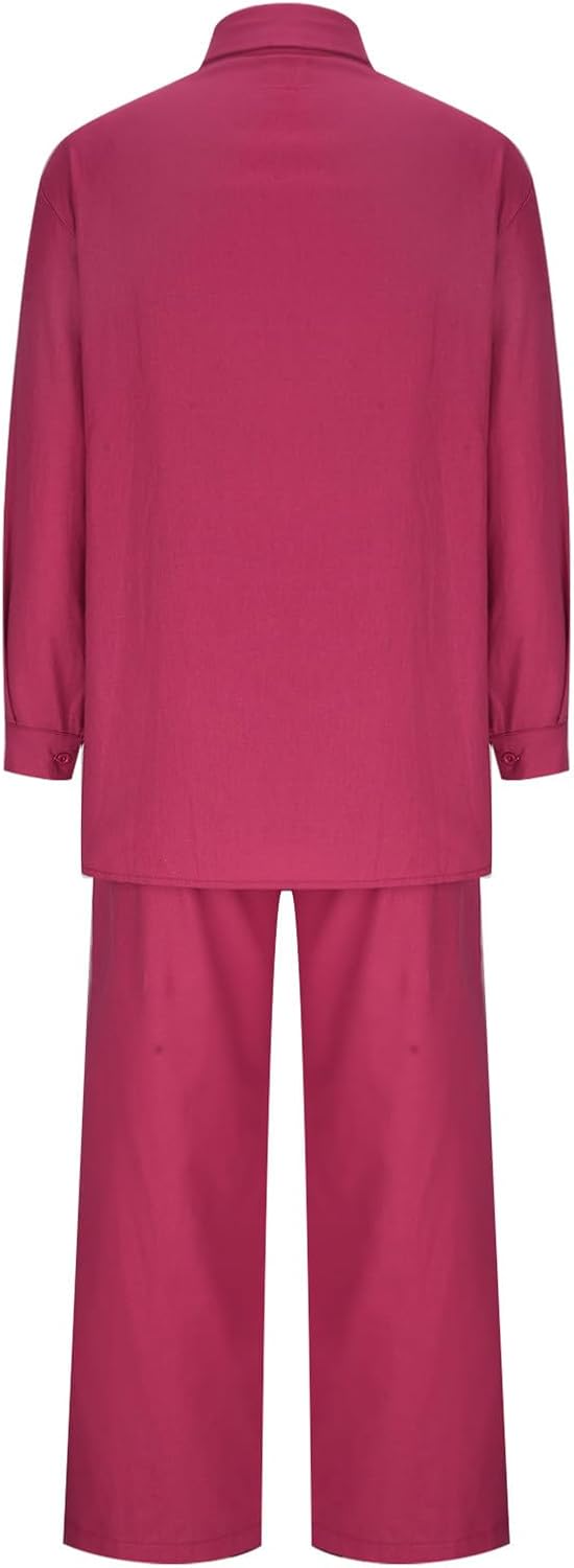 Summer Sets for Women 2 Piece Linen Outfits Gauze Button Down Shirts and Pants Tracksuits Casual Lounge Set Pants Set B101322 Summer Sets for Women 2 Piece Linen Outfits Gauze Button Down Shirts and Pants Tracksuits Casual Lounge Set Pants Set B101322