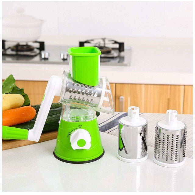 Multi-Function Vegetable Fruit Cutter Rotary Round Drum Cheese Grater with 3 Stainless Steel - Tuzzut.com Qatar Online Shopping