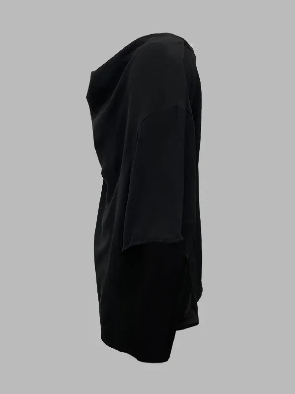Original Irregular Casual Solid Color Pleated T-Shirt Top L 103189 Original Irregular Casual Solid Color Pleated T-Shirt Top L 103189