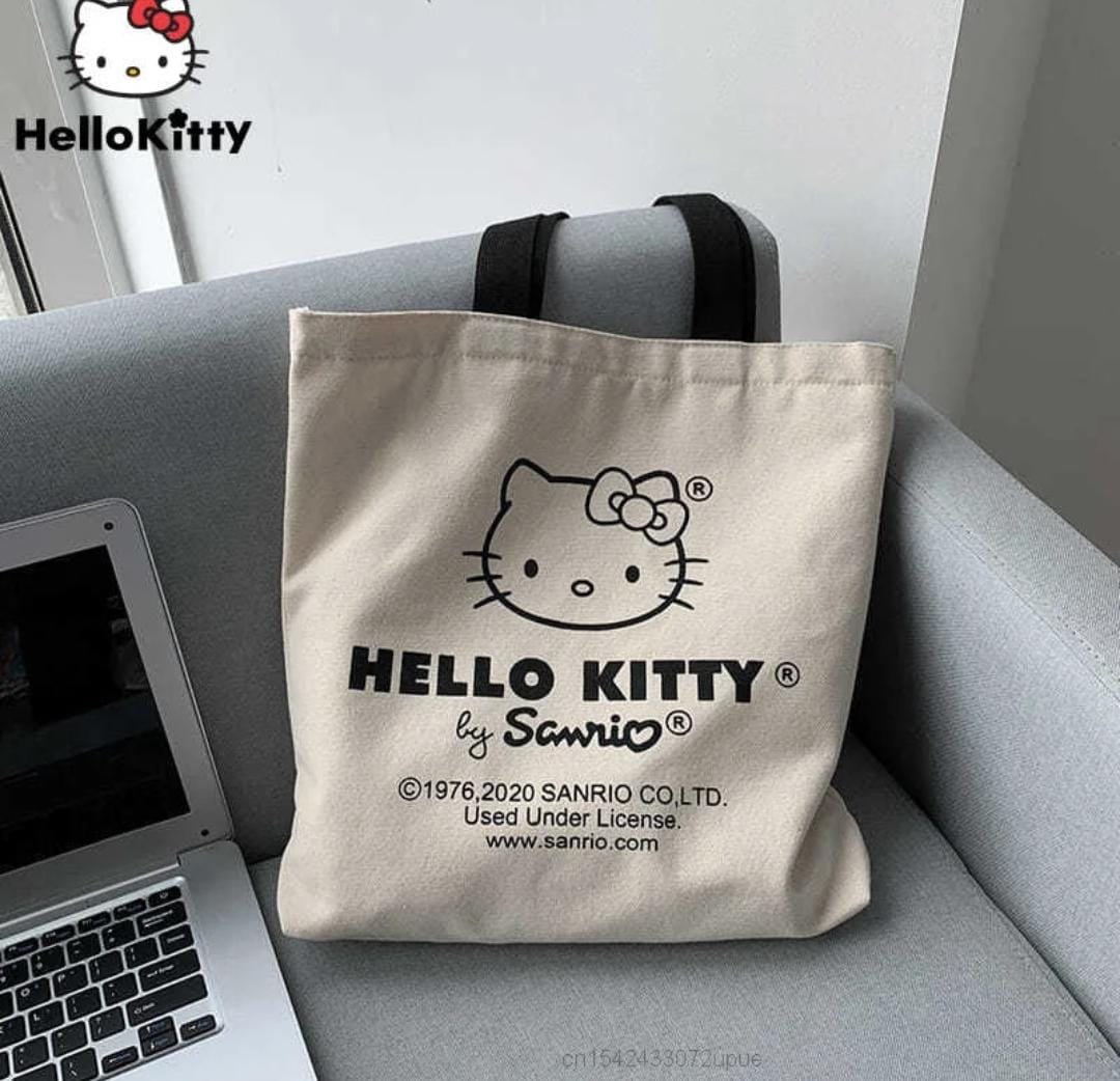 Senrio Hello kitty White Shoulder Canvas zipper Cute Female Tote Bag - S4769884 Senrio Hello kitty White Shoulder Canvas zipper Cute Female Tote Bag - S4769884